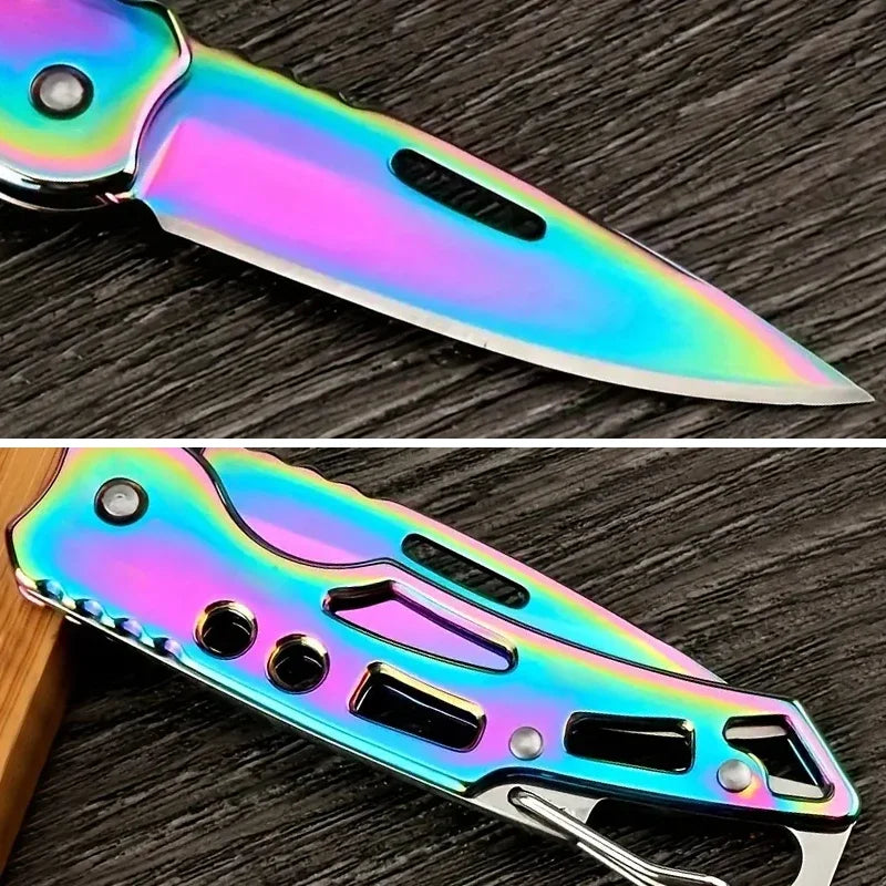 Stainless Steel Keychain Folding Knife Outdoor Carrying Knife Mirror Sharp Pocket Knife Fruit Knife Folding Knife Outdoor Tool