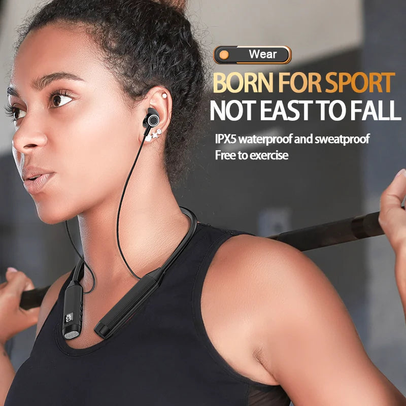 TWS LED Display Super Power Wireless Headphones Bluetooth Earphones Neckband Magnetic Earbuds Sports Headset Stereo With HD Mic