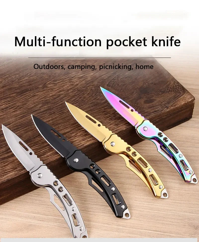 Stainless Steel Keychain Folding Knife Outdoor Carrying Knife Mirror Sharp Pocket Knife Fruit Knife Folding Knife Outdoor Tool