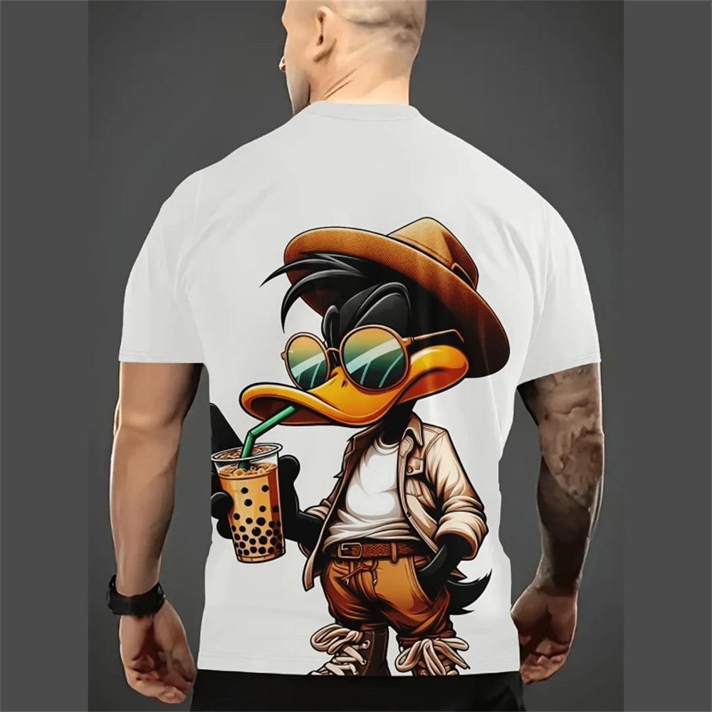 Funny Cartoon Men's T-Shirt 3d Print Short Sleeve Micro Elastic Breath Streetwear Summer Casual Oversized T-Shirts Men Clothing