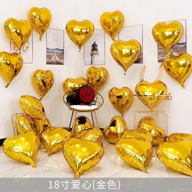 10pcs 18inch Rose Gold Red Pink Love Heart Foil Balloons Valentines Wedding Decoration Helium Balloon Birthday Party Supplies