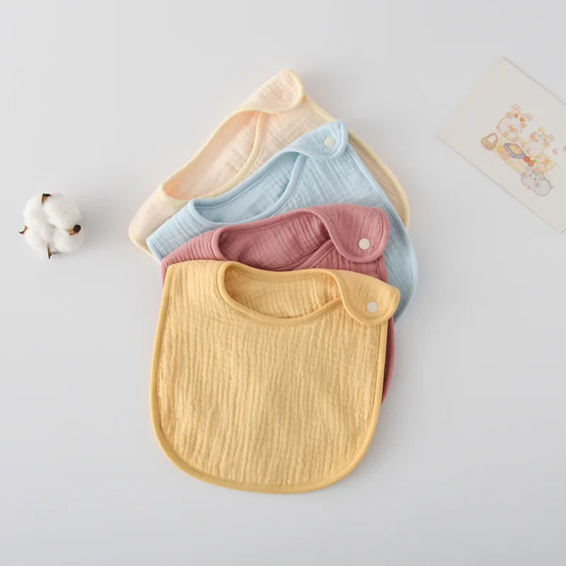 Solid Gauze U-shaped Baby Bibs New 6 Layers Cotton Saliva Towel Newborn Burp Cloths Scarf for Boy Girl Cute Feeding Drool Bib