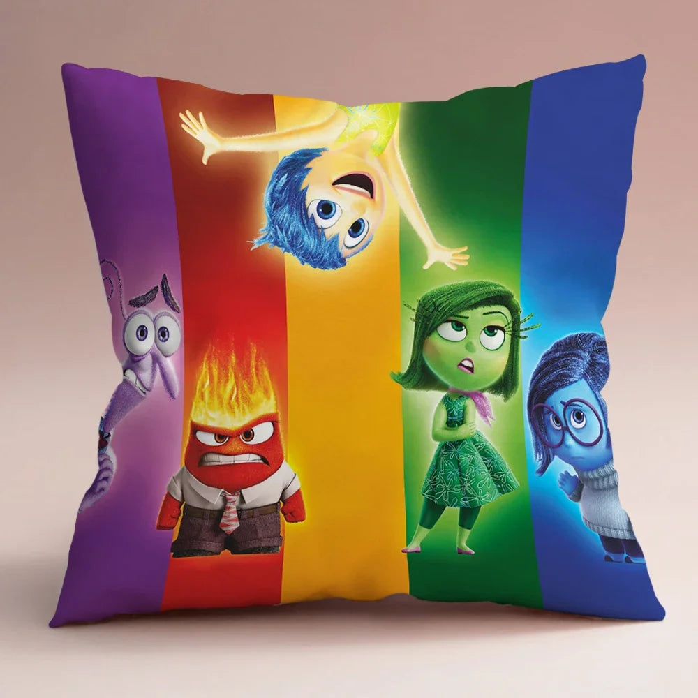 Inside Out 2 Envy Anger Anxiety Disgust Peach Skin Velvet Pillowcase Anime Peripheral Sofa Cushion Waist Pillow Birthday Gifts