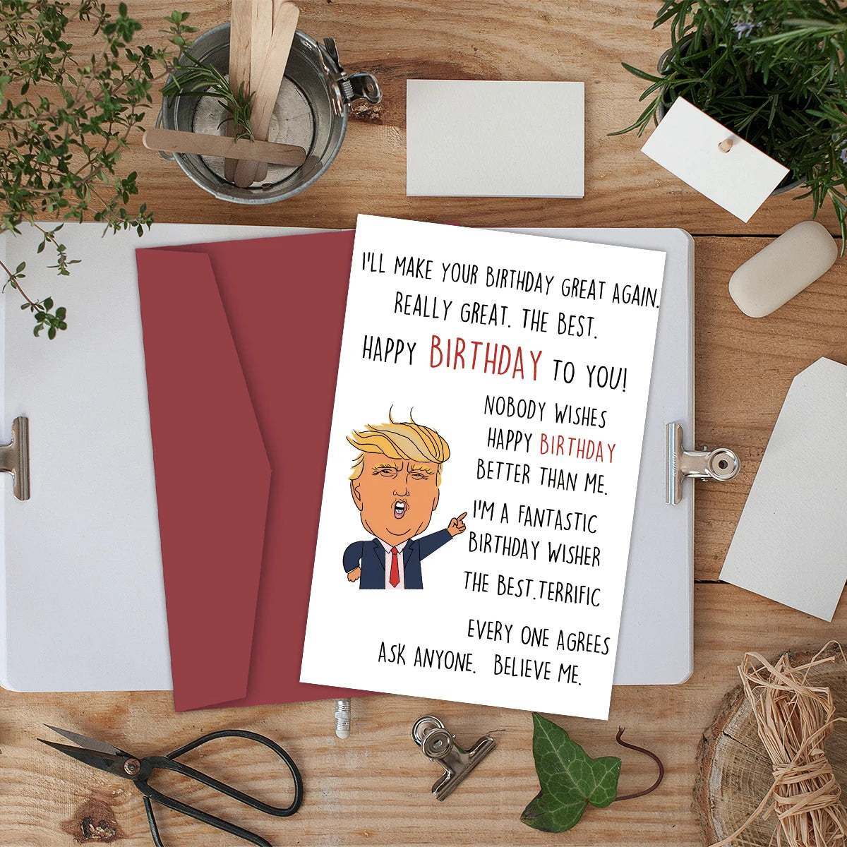 1PC Funny Creative Trump Birthday Card,Trump Theme Hilarious Birthday Greeting Card,Unique Humor Happy Birthday Card For Family