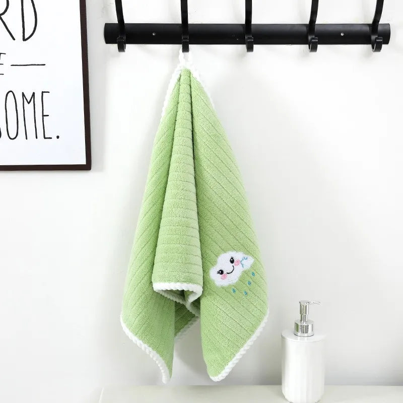 Children Towels Baby Bath Face Towel Cute Cartoon Cloud Hand Towel Soft Absorbent Coral Velvet Washcloth Kids Bathroom Products