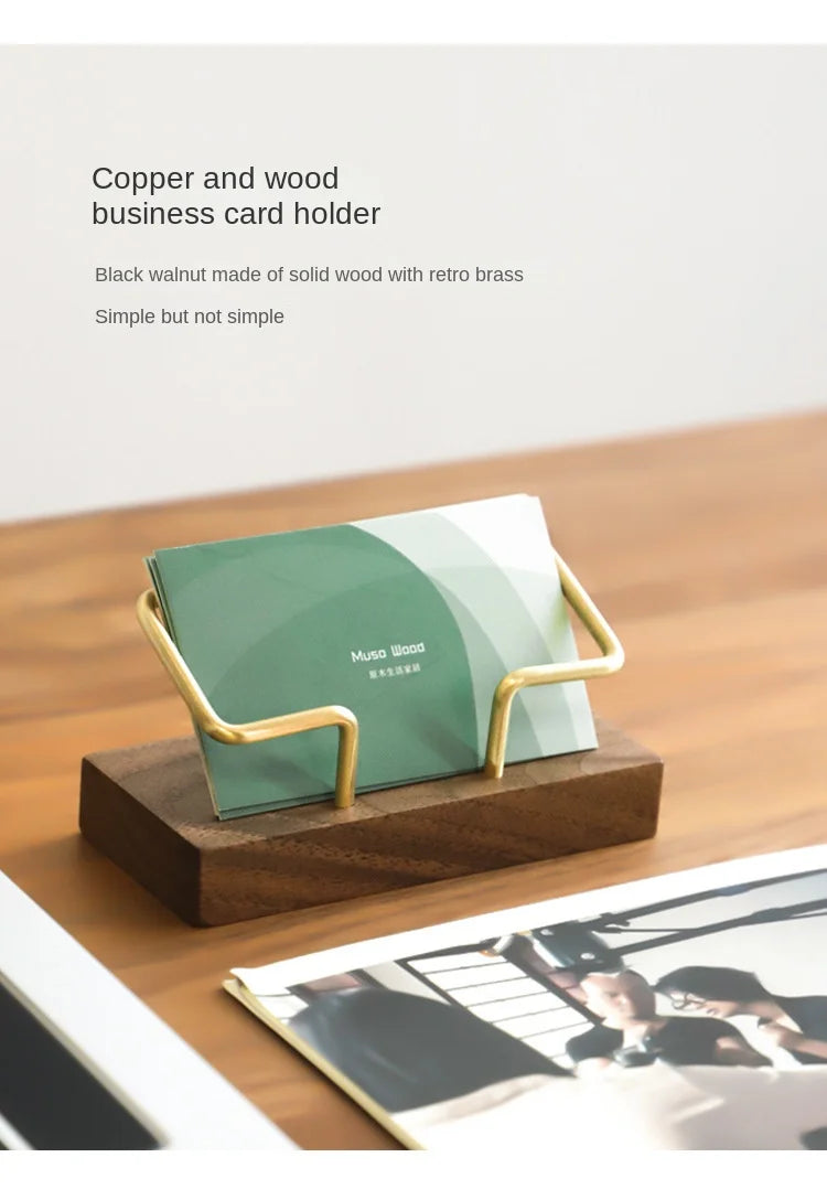 Business Card Holder Organizer Office Desk Display Stand Memo Counter Accessories Tabletop Shelf Home Wooden Card Holder Storage