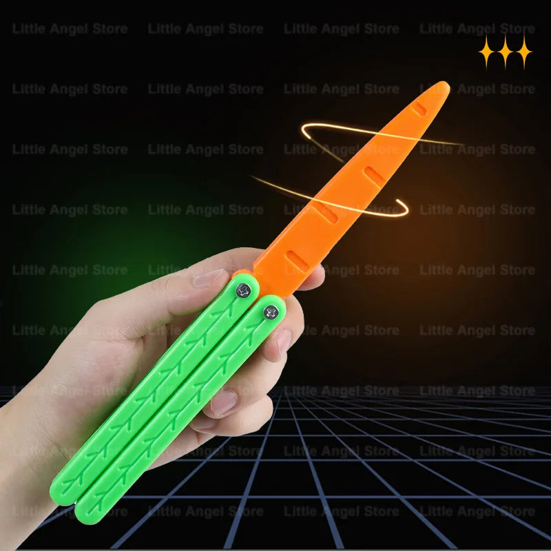 New 3D Printed Gravity Claw Knife Toy Stress Relief Butterfly Fidget Hand Gripper Sensory Toy Folding Claw Knife Radish for Gift