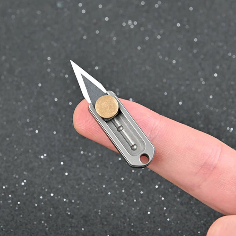 pure titanium Mini Knife Sharp Demolition Express Knife Portable EDC Keychain Pendant Pocket Push-pull Open Box Knife