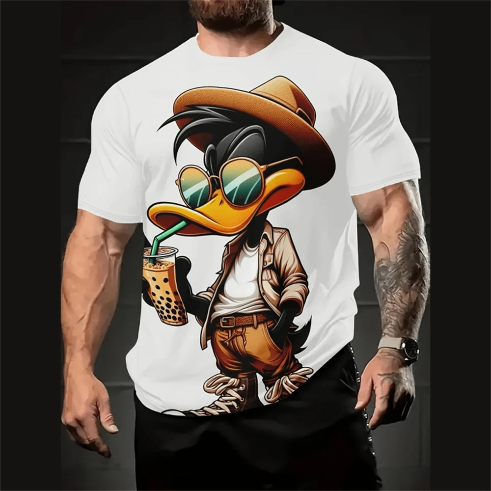 Funny Cartoon Men's T-Shirt 3d Print Short Sleeve Micro Elastic Breath Streetwear Summer Casual Oversized T-Shirts Men Clothing