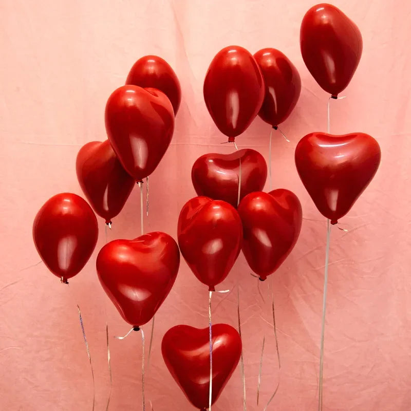 50/10pcs Red Heart Balloons Inflatable Latex Balloon for Valentine Day Wedding Party Anniversary Decoration Supplies Wholesale