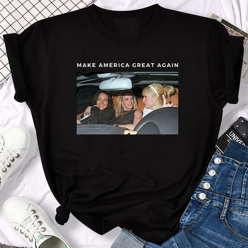 Make America Great Again top tees female Psychedelic anime streetwear top tees Grunge hip hop 80s Digital graphic streetwear