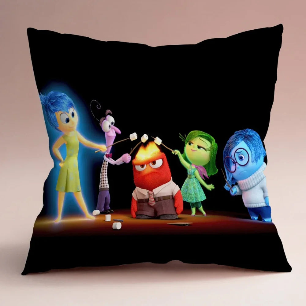 Inside Out 2 Envy Anger Anxiety Disgust Peach Skin Velvet Pillowcase Anime Peripheral Sofa Cushion Waist Pillow Birthday Gifts