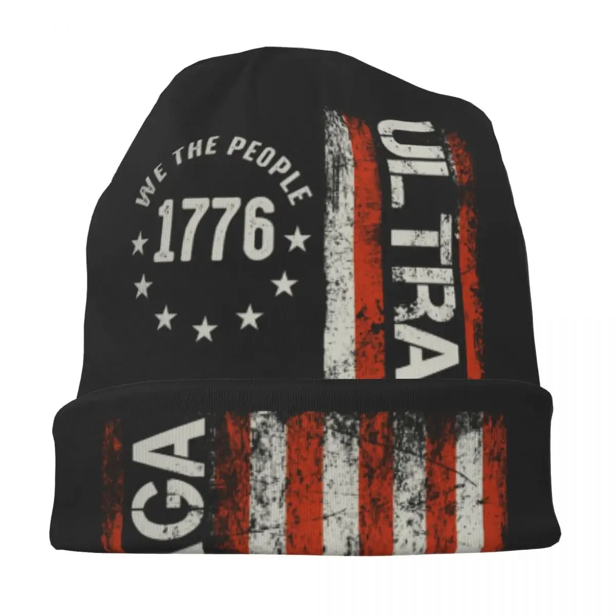 Trump Ultra MAGA American Flag Bonnet Hats Autumn Winter Outdoor Skullies Beanies Hat Unisex Knitting Hats Warm Head Wrap Cap