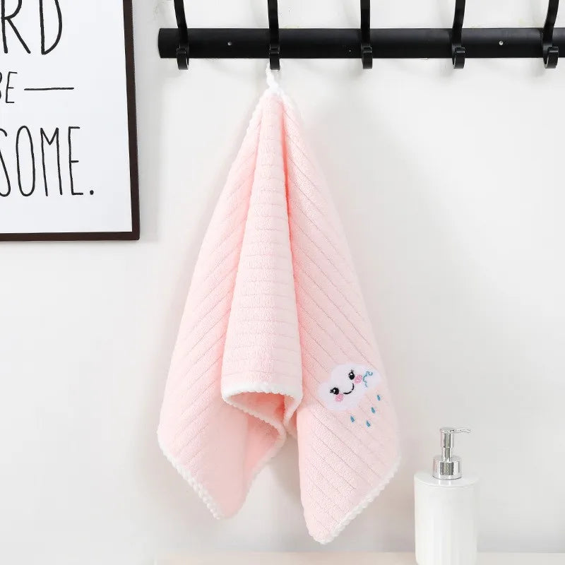 Children Towels Baby Bath Face Towel Cute Cartoon Cloud Hand Towel Soft Absorbent Coral Velvet Washcloth Kids Bathroom Products