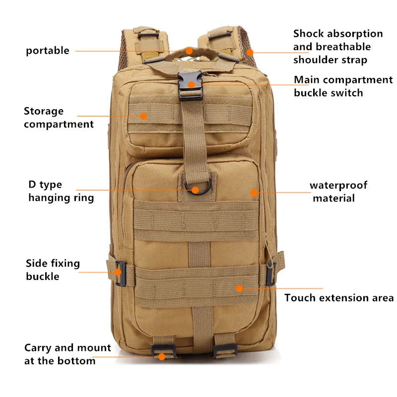 Classic Tactical Backpack Travel Sports Camouflage Bag Outdoor Climbing Hunting Backpack Fishing Hiking Nylon 3P Pack Bag