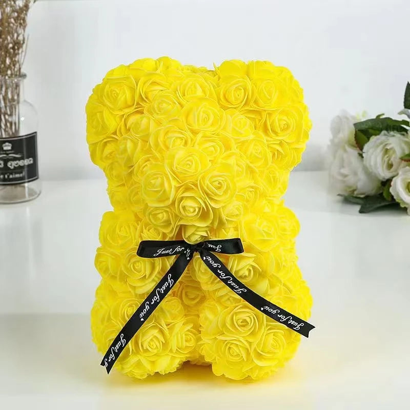 Rose Bear NEW Valentines Day Gifts 25cm Flower Bears Artificial Floral Decorations Mother' DAY Gift For Girlfriend Festival And