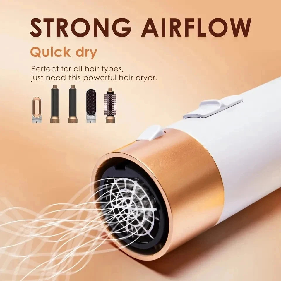 5 in 1  Low Noise Hair Styler  Professional  Hair Curling Straightening  Hair Drying  Hot Air Brushes 1000W