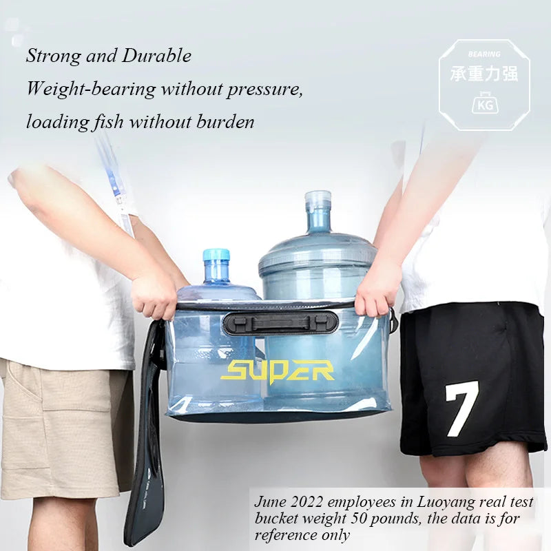 Live Bait Bucket with Aeration Hole Oxygen Pump Transparent Lid Fishing Bucket Portable Foldable Fishing Bucket Outdoor Camping