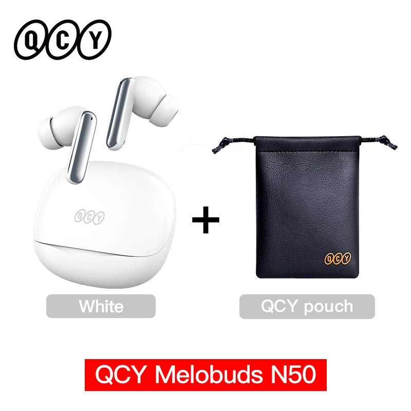 QCY Melobuds N50 Wireless Earphones ANC 6 Mics AI Call Earbuds Bluetooth 5.4 Dual Connection Headphone Transparent Mode