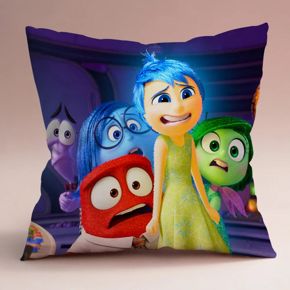 Inside Out 2 Envy Anger Anxiety Disgust Peach Skin Velvet Pillowcase Anime Peripheral Sofa Cushion Waist Pillow Birthday Gifts