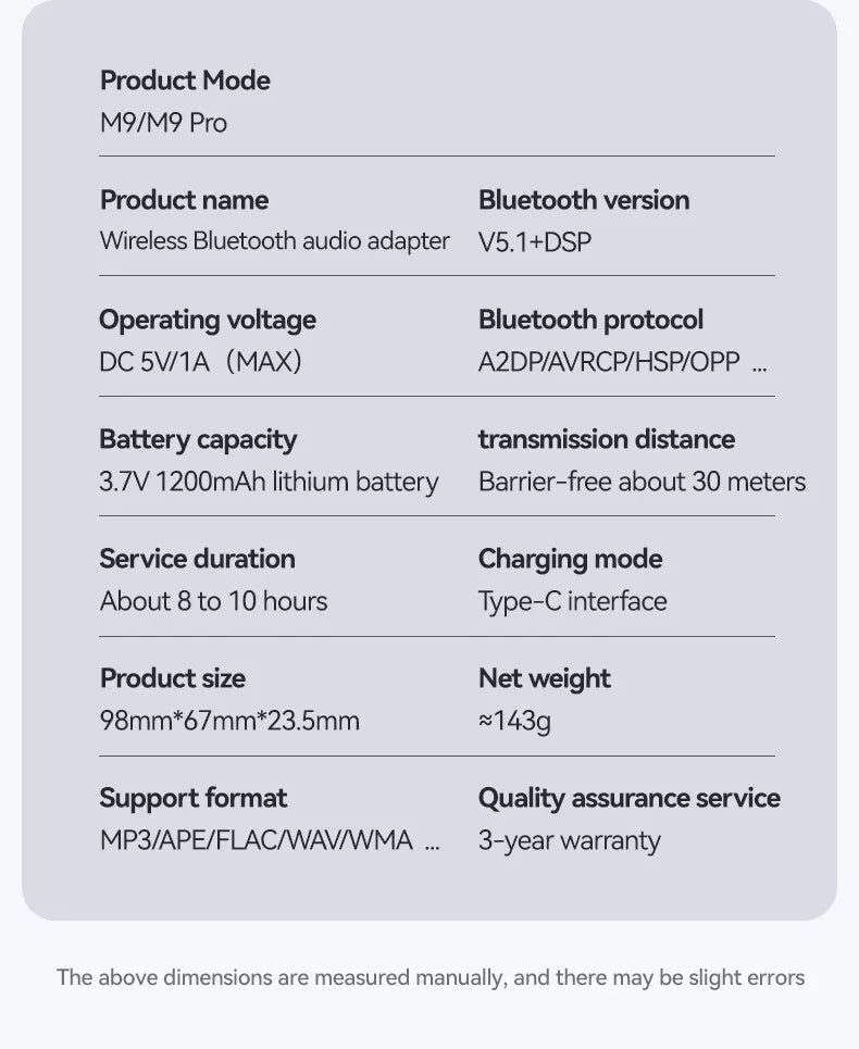 M9Pro Bluetooth Audio Receiver Transmitter DSP Wireless Adapter NFC/RCA/3.5mm AUX/TF/USB U-Disk/6.5 Mic Karaoke/Coaxial/FM Radio