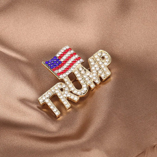 2024 New Europe and The United States Hot Campaign Creative Trump Zircon Brooch High-grade Corsage Pin