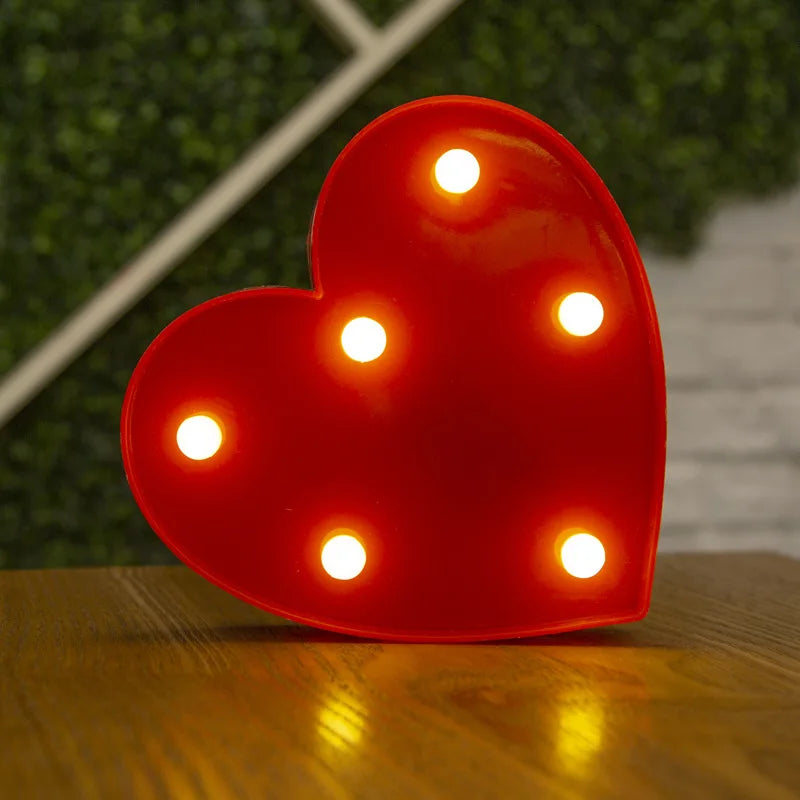 Love Heart LED Lamp Wedding Party Romantic Red Pink Night Light Ornament Birthday Christmas Home Decoration Valentines Day Gift