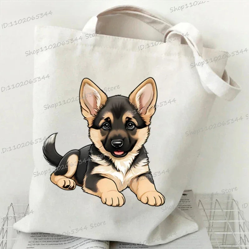 3D Animals Dog Print Shoulder Bag Women Men Cartoon Dog Tote Bags Student Casual Large-capacity Shopping Harajuku Canvas Handbag