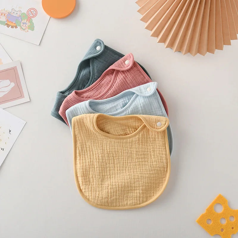 Solid Gauze U-shaped Baby Bibs New 6 Layers Cotton Saliva Towel Newborn Burp Cloths Scarf for Boy Girl Cute Feeding Drool Bib