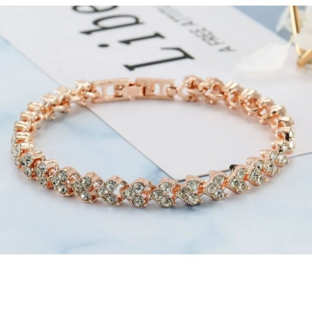 Luxury Jewelry for Women Roma Silver Color Charm Bracelet for Women Cubic Zirconia Crystal Bracelet Valentines Day Gift Wedding