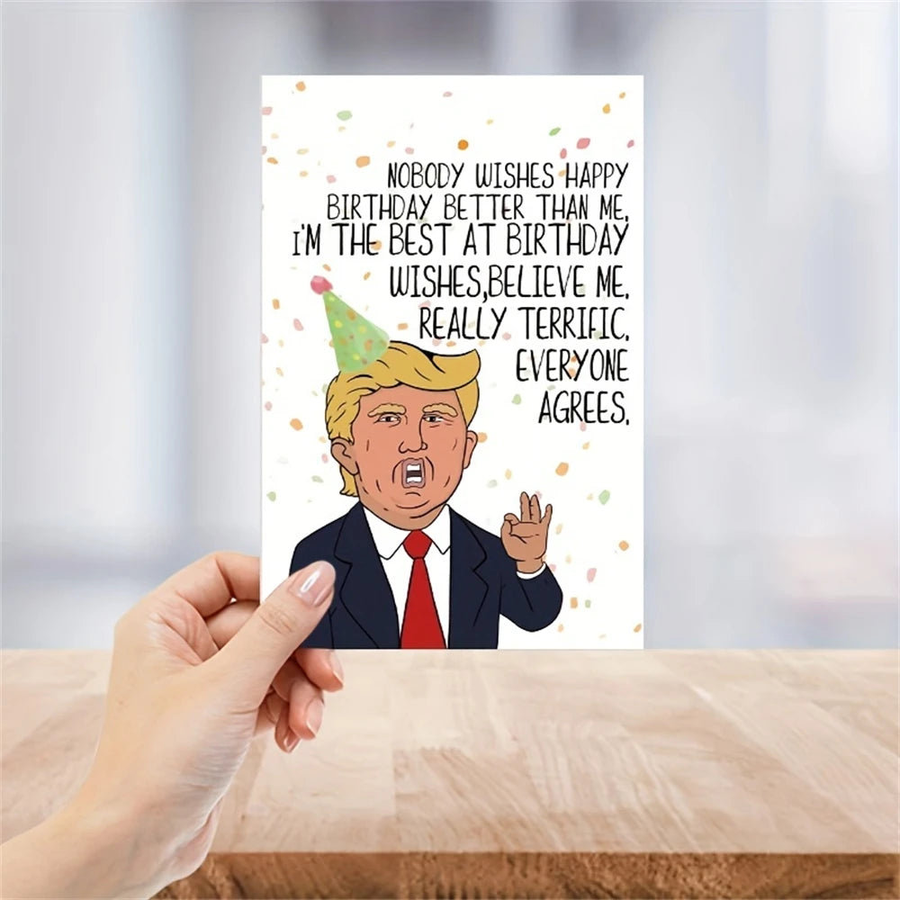 1pc，Hilarious Trump Happy Birthday Card for Him Her, Funny Donald Birthday Card Gift for Husband Wife Boyfriend Girlfriend, Cute