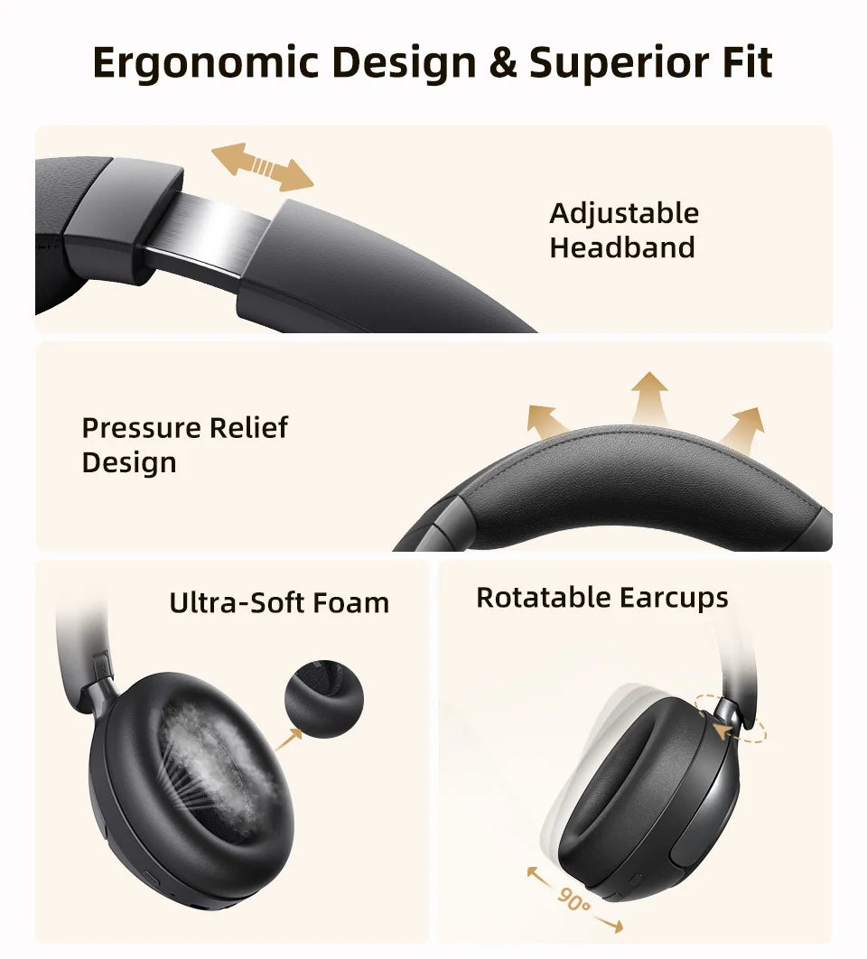 QCY H3 Pro ANC Wireless Headphone Hi-Res Spatial Audio Earphone with LDAC 50dB Noise Canceling Over Ear Headset Dual Connection