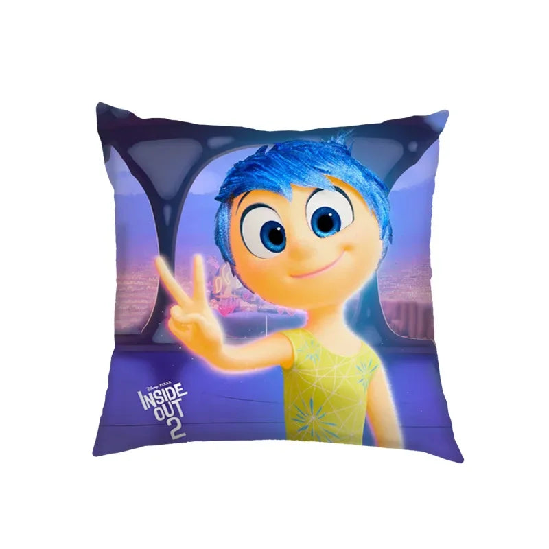 Inside Out 2 Envy Anger Anxiety Disgust Peach Skin Velvet Pillowcase Anime Peripheral Sofa Cushion Waist Pillow Birthday Gifts