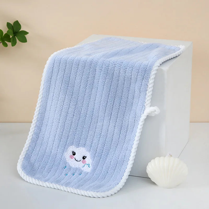 Children Towels Baby Bath Face Towel Cute Cartoon Cloud Hand Towel Soft Absorbent Coral Velvet Washcloth Kids Bathroom Products