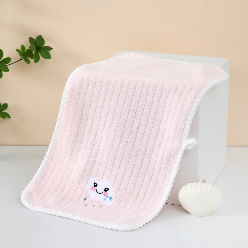 Children Towels Baby Bath Face Towel Cute Cartoon Cloud Hand Towel Soft Absorbent Coral Velvet Washcloth Kids Bathroom Products