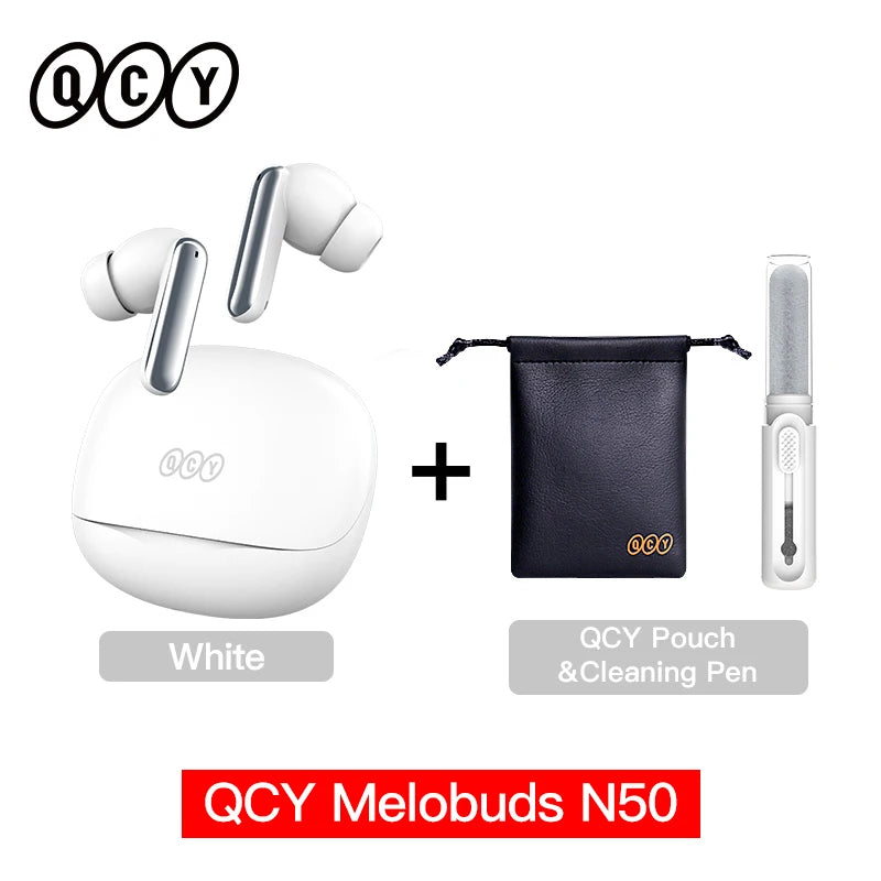 QCY Melobuds N50 Wireless Earphones ANC 6 Mics AI Call Earbuds Bluetooth 5.4 Dual Connection Headphone Transparent Mode