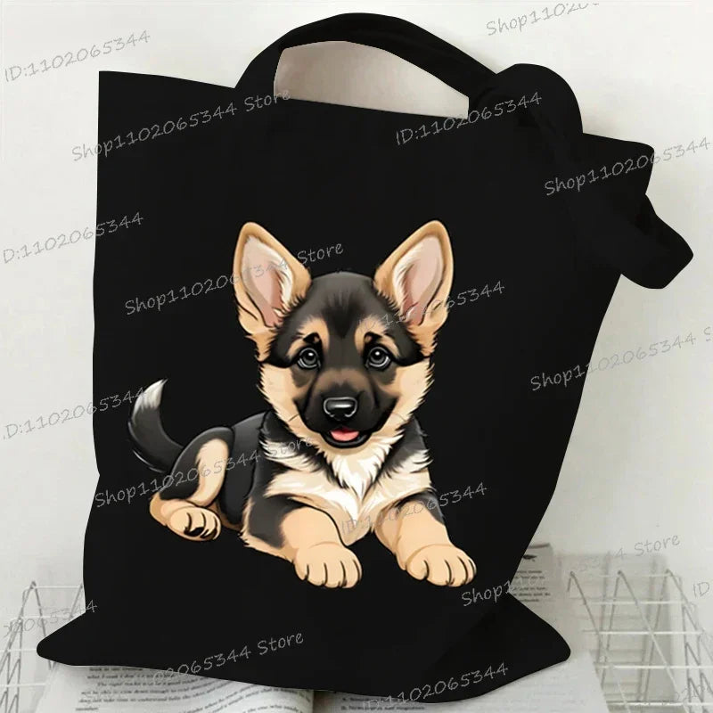 3D Animals Dog Print Shoulder Bag Women Men Cartoon Dog Tote Bags Student Casual Large-capacity Shopping Harajuku Canvas Handbag