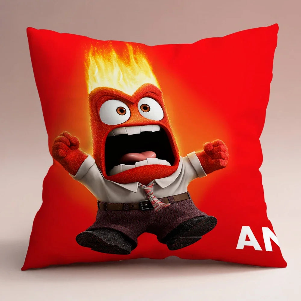 Inside Out 2 Envy Anger Anxiety Disgust Peach Skin Velvet Pillowcase Anime Peripheral Sofa Cushion Waist Pillow Birthday Gifts