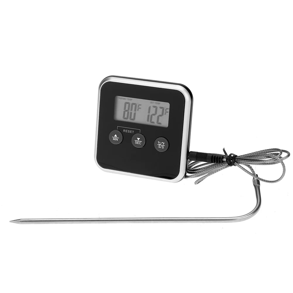 Kitchen Digital Cooking Thermometer Meat Food Temperature for Oven BBQ Grill Timer Function with Probe Heat Meter for Cooking