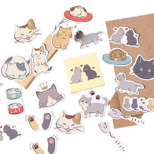 45pcs Puddle Cat Diary Handbook Photo Album Water Cup Mobile Phone Decorative Sticker Self Adhesive Diy Decorative Sticker