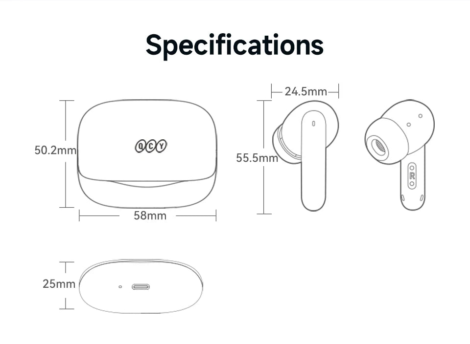 QCY Melobuds N50 Wireless Earphones ANC 6 Mics AI Call Earbuds Bluetooth 5.4 Dual Connection Headphone Transparent Mode