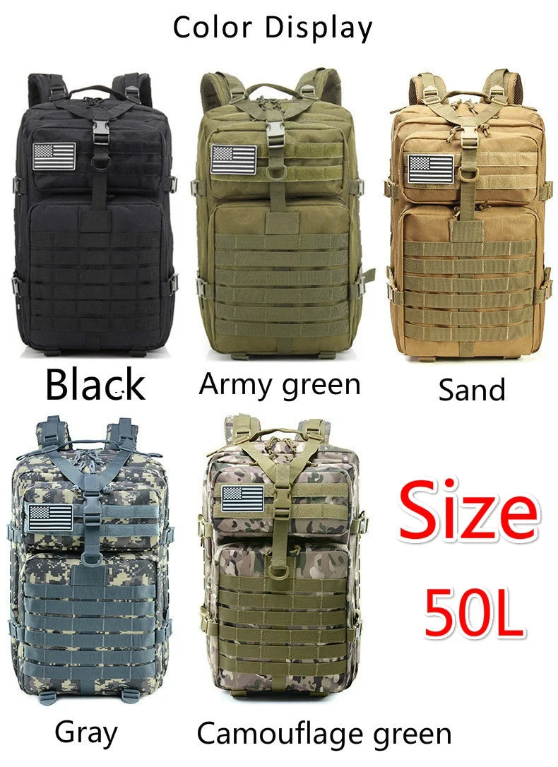 30L/50L 1000D Nylon Waterproof Backpack Outdoor Rucksacks Tactical Sports Camping Hiking Trekking Fishing Hunting Bag