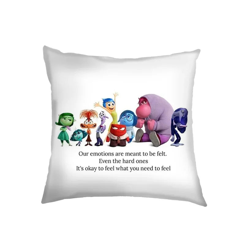 Inside Out 2 Envy Anger Anxiety Disgust Peach Skin Velvet Pillowcase Anime Peripheral Sofa Cushion Waist Pillow Birthday Gifts