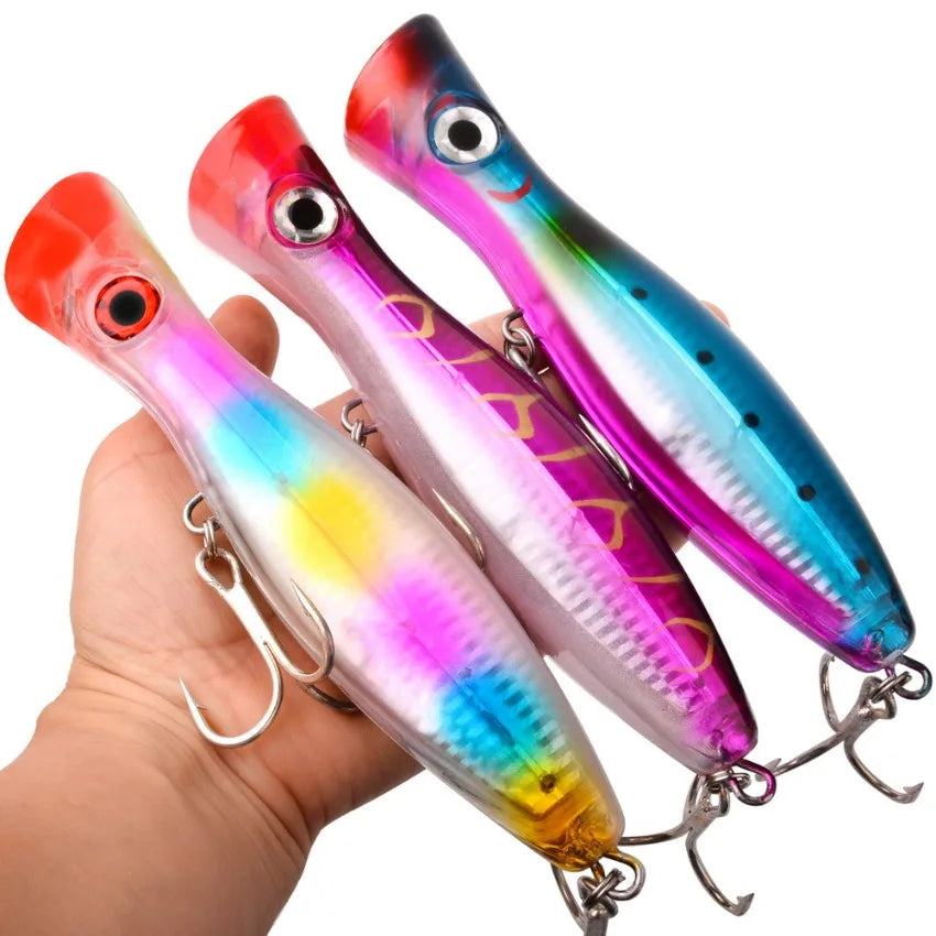 1pc 41g/83g Big Popper Floating Wobbler Fishing Lures,Topwater Trolling Artificial Plastic Hard Bait, Fishing Tackle