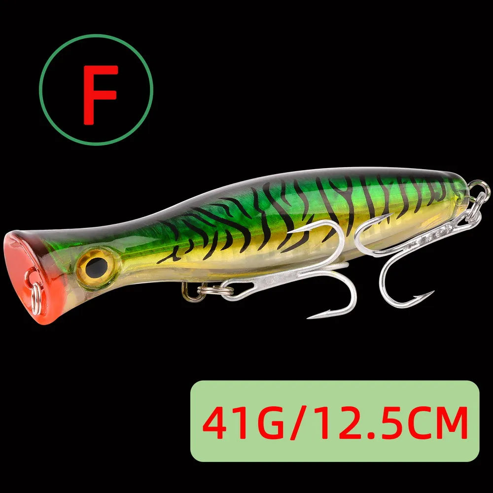 1pc 41g/83g Big Popper Floating Wobbler Fishing Lures,Topwater Trolling Artificial Plastic Hard Bait, Fishing Tackle