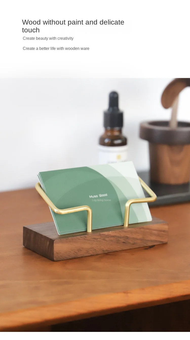 Business Card Holder Organizer Office Desk Display Stand Memo Counter Accessories Tabletop Shelf Home Wooden Card Holder Storage