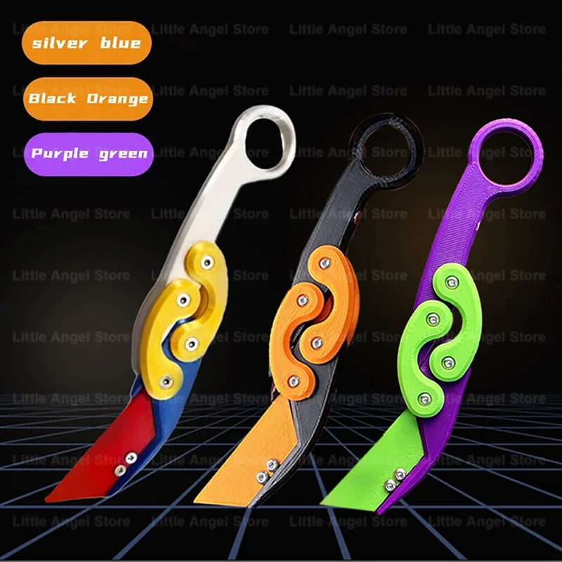 New 3D Printed Gravity Claw Knife Toy Stress Relief Butterfly Fidget Hand Gripper Sensory Toy Folding Claw Knife Radish for Gift