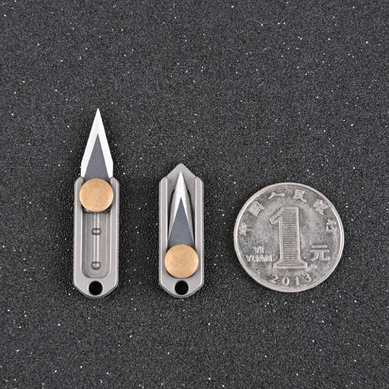 pure titanium Mini Knife Sharp Demolition Express Knife Portable EDC Keychain Pendant Pocket Push-pull Open Box Knife