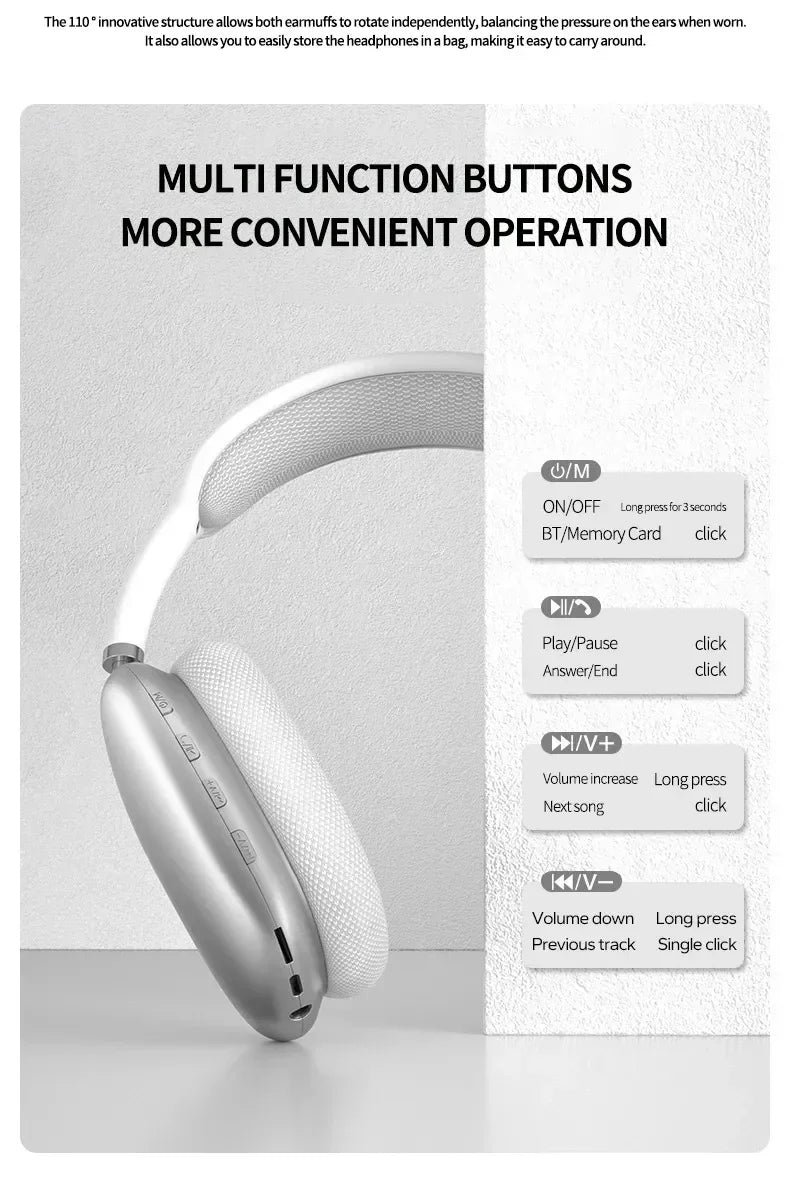 Lenovo P9 Headphone Wireless Bluetooth Headset With Mic Noise Cancelling Headsets Stereo Sound Earphone Sport Headphones