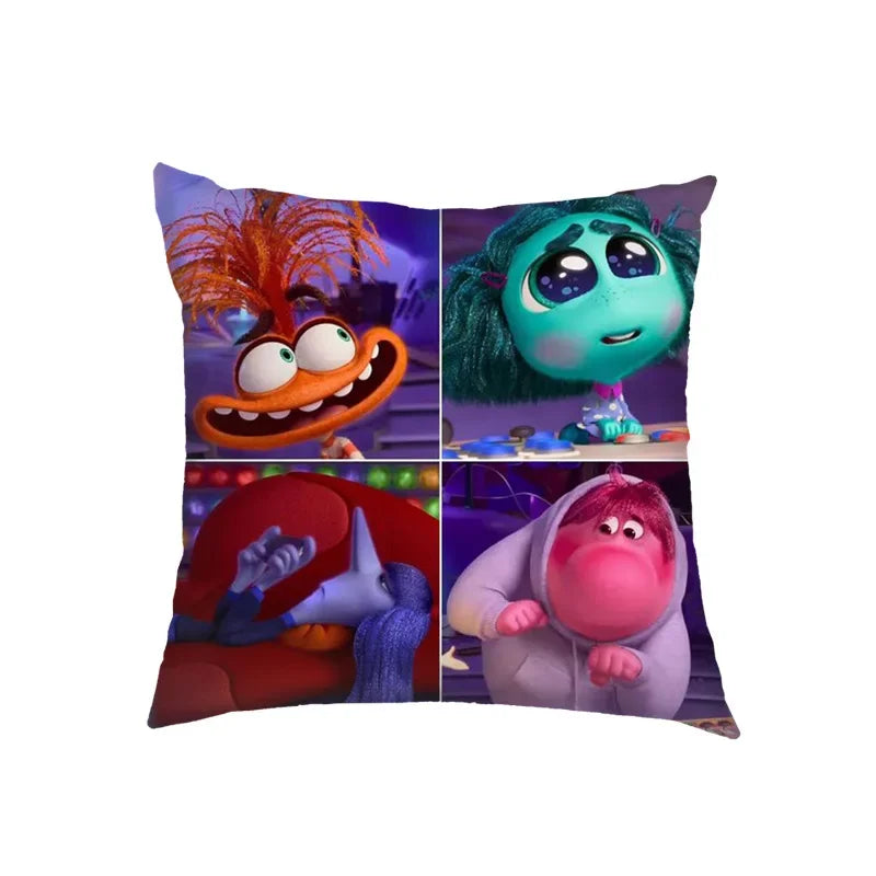 Inside Out 2 Envy Anger Anxiety Disgust Peach Skin Velvet Pillowcase Anime Peripheral Sofa Cushion Waist Pillow Birthday Gifts